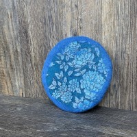 Blue Wool and Cotton Round Felted Trivet